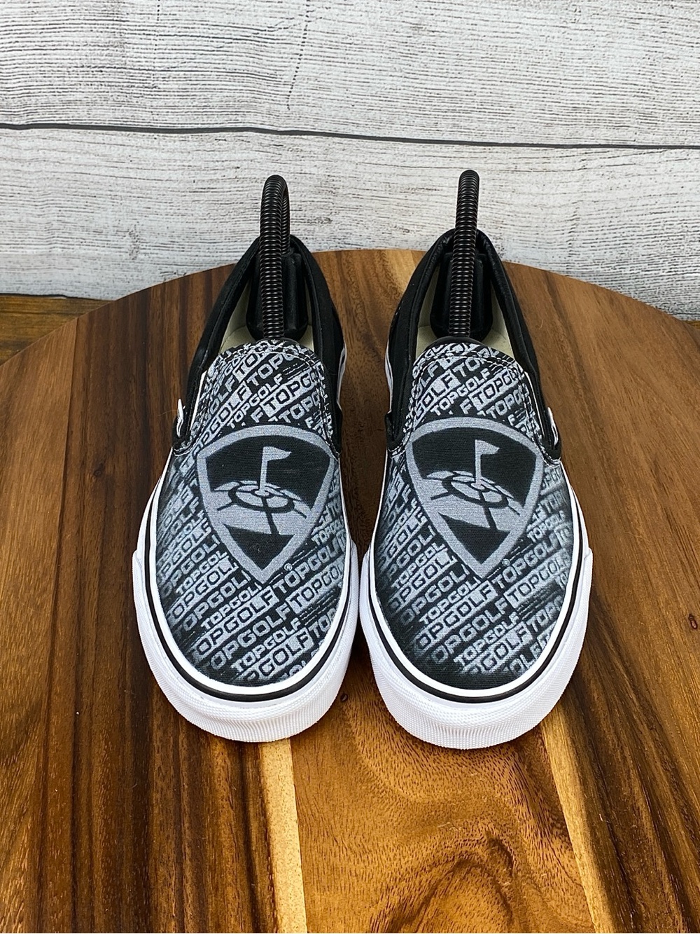 Vans Classic Slip On Custom Black Top Golf Logo Shoes Women’s Sneaker Size 6